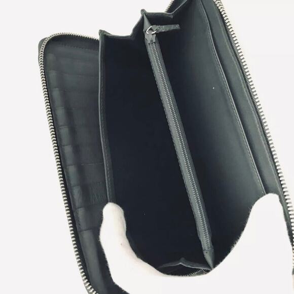 Authentic GUCCI Ssima GG Logo Leather Zip Around Organizer Long Wallet Gray - Picture 6 of 8